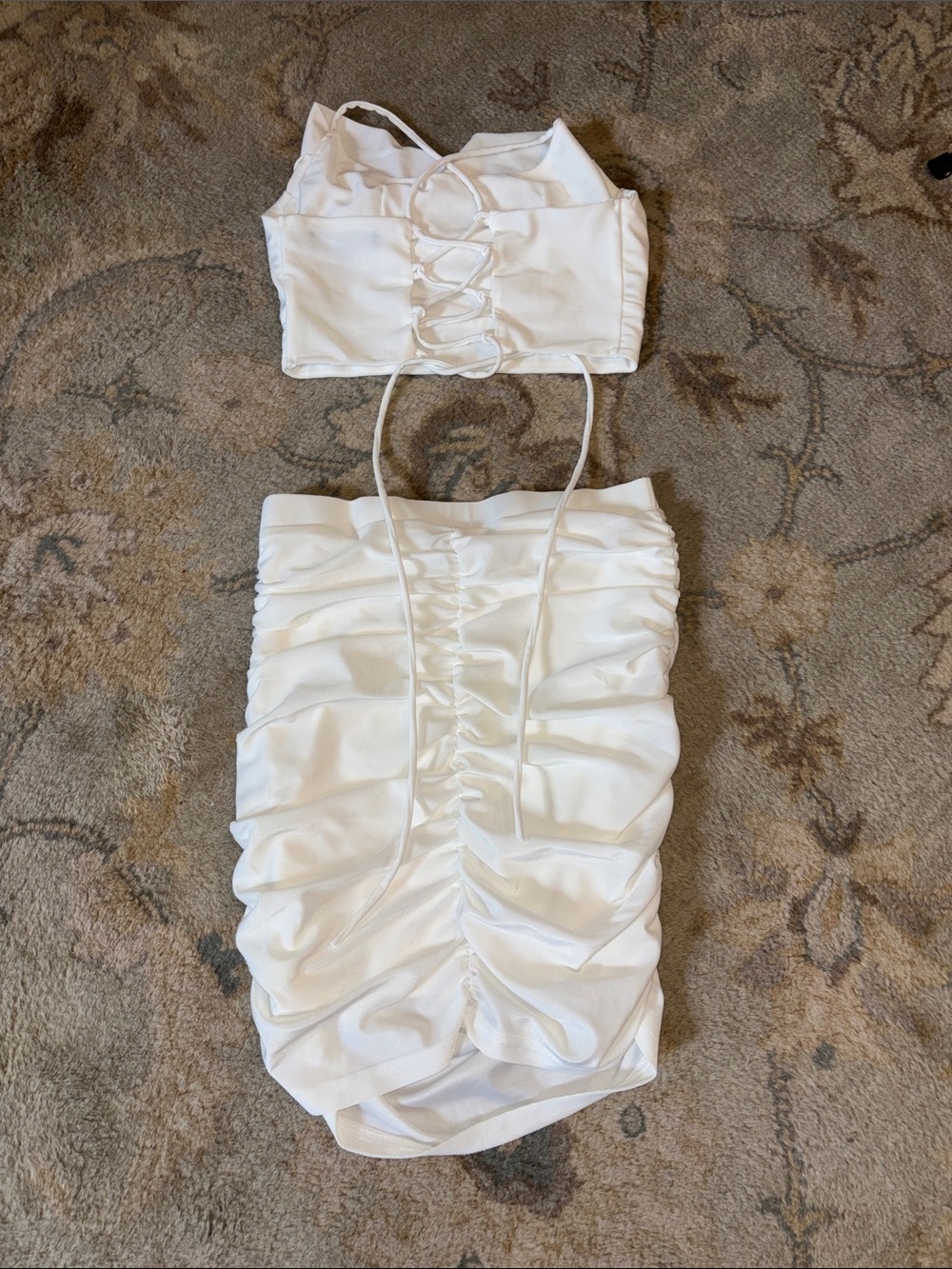 Lulu's White Ruched Two-Piece Mini Dress - Picture 2 of 3